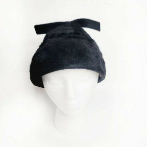 Vintage Don Anderson John Wanamaker Womens Cloche Hat Black Fur Bow Union Made